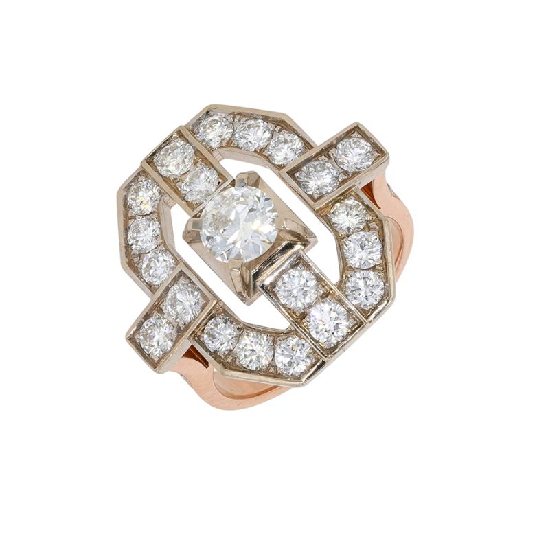 Bague vintage diamants 2.47 carats 2 ors 8.61g Comme neuf -  reconditionné disponible sur Gemme Les Bijoux